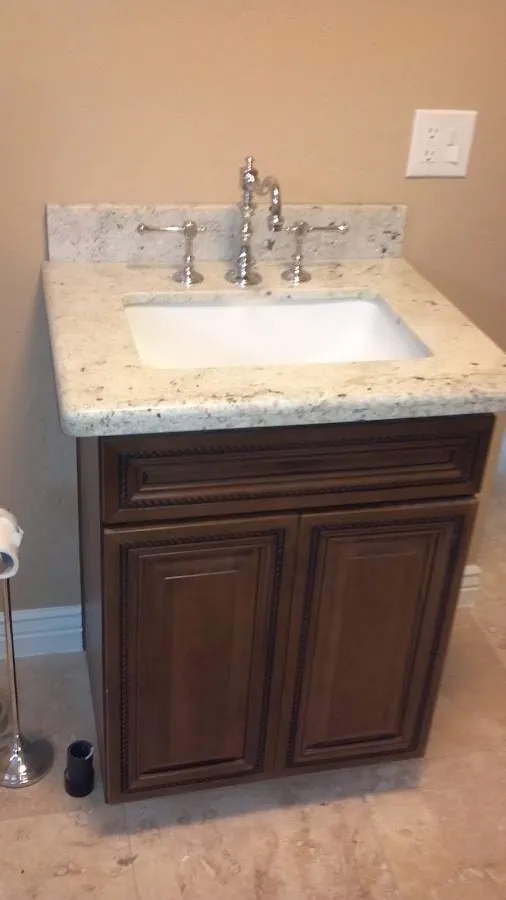 Finished bathroom vanity for Water Line Repair in Houston